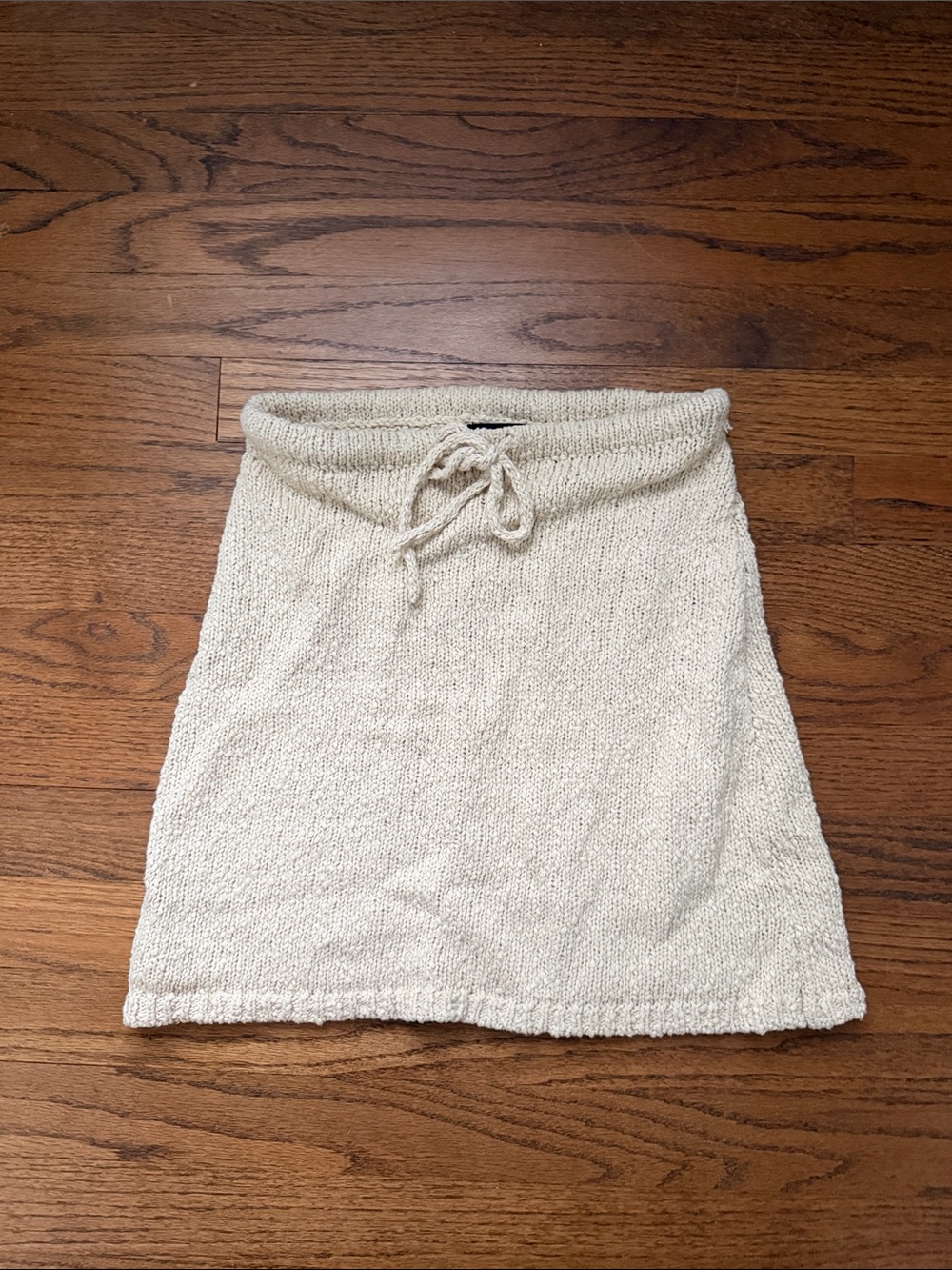 White Fox Boutique Cream Knit Drawstring Skirt